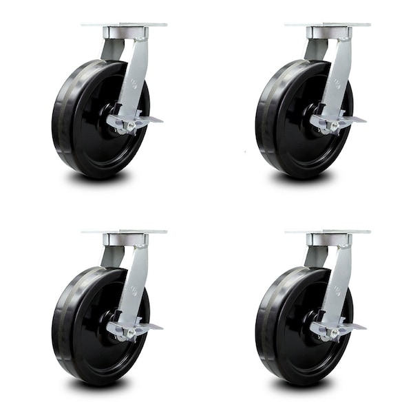 Service Caster 12 Inch Extra Heavy Duty Phenolic Wheel Caster Brakes 2 Swivel Locks SCC, 4PK SCC-KP92S1230-PHR-SLB-BSL-2-SLB-2 - main